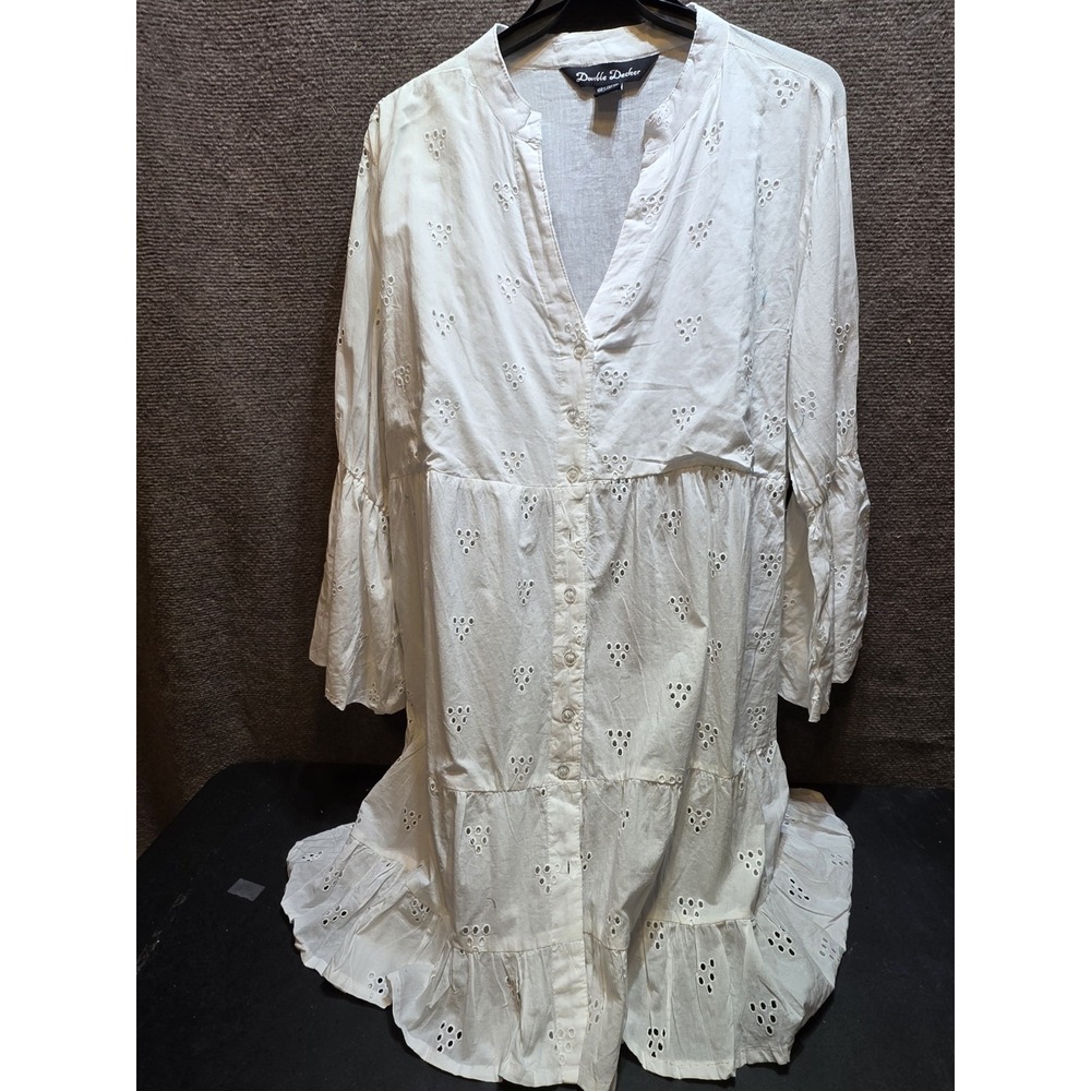 Double Decker BOHO Flowy Embroidered Fairy Whimsical Mini Dress Free Size Small